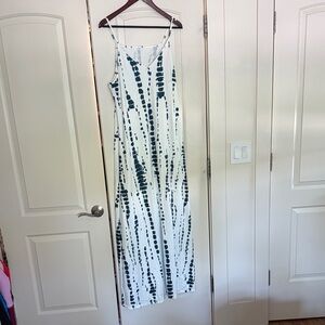 Boston Proper Teal and White Maxi Dress